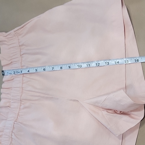 Express Size M Peachy Pink High Rise Linen Blend Paper Bag Shorts, NEW w/Tag - Picture 5 of 9